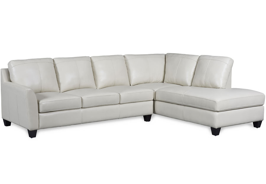 Leather Italia Keenan Cream Leather Match Two Piece Sectional