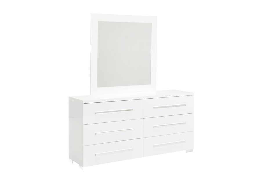 NCA Design Panama Glossy White Six Drawer Dresser