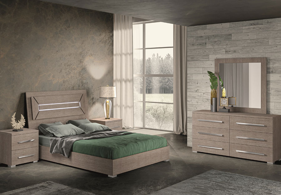 NCA Design Panama Matte Grey Dresser, Mirror and King Bed